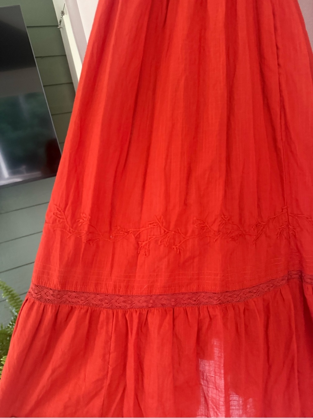 The GREAT. Burnt Orange Embroidered Maxi Dress | Size 2 (medium) - Picture 3 of 6